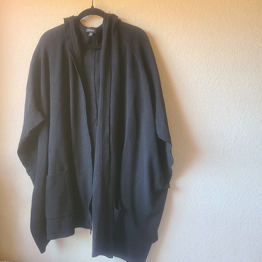 Torrid Black Cardigan Sweater With Hoodie Pluz Size 3XL 4XL - Picture 2 of 8